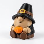 Thanksgiving Pilgrim Gnome Collectible Figurine - Charming Handcrafted Desk Decor with Pumpkin and Black Hat for Autumn Celebrations - Unique Gift for Adults - 3D Printed in Canada