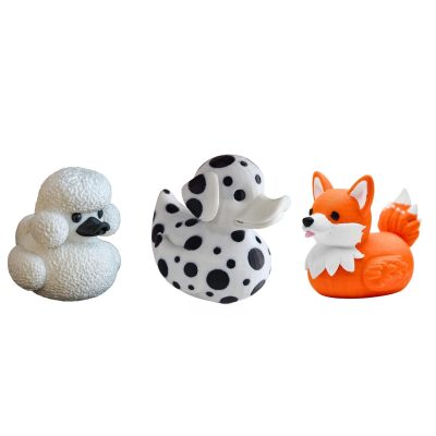 Dog Ducks Collectible Figurine Bundle of 3 - Poodle, Dalmatian, Corgi - Fluffy & Off-Road Adult Desk Decor - 3D Printed in Canada