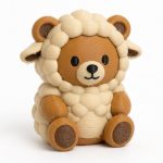 Sheep Teddy Bear Cub Collectible Figurine - Unique Desk Decor for Adults – 3D Printed in Canada