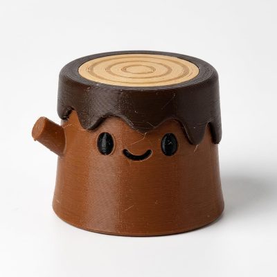 Chocolate Dipped Tree Stump Collectible Figurine - Eye-catching Desk Decor for Adults – 3D Printed in Canada