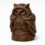 Wood Carved-Like Owl of the North Figurine in Black Walnut Finish - 3D Printed in Canada (Black Walnut)