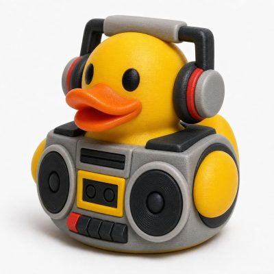 Boombox Duck Collectible Figurine - Retro Music Desk Decor for Adults – 3D Printed in Canada
