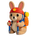 Mountaineer Bunny with Backpack Hiking Poles and Headlamp 3D Printed Collectible Figurine | Adventure Explorer Rabbit Decor - 3D Printed in Canada
