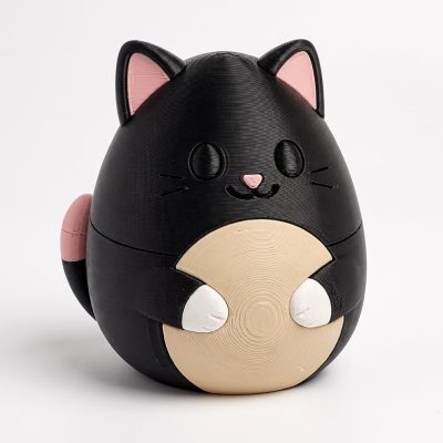 Cat Eggling Collectible Figurine - Unique Desk Decor for Cat Lovers - 3D Printed in Canada