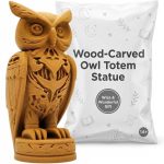 Wood-Carved Owl Figurine in Ochre Yellow Finish - 3D Printed in Canada (Ochre Yellow)