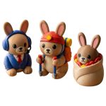 Bunny Variety Collectible Figurine Bundle of 3 - Sports Commentator Bunny, Mountaineer Burrito - Whimsical & Fun Adult Desk Decor - 3D Printed in Canada