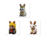 Bunny Variety Collectible Figurine Bundle of 3 - Mayan Stone Bunny, Glam Metal Goat - Unique & Stylish Adult Desk Decor - 3D Printed in Canada