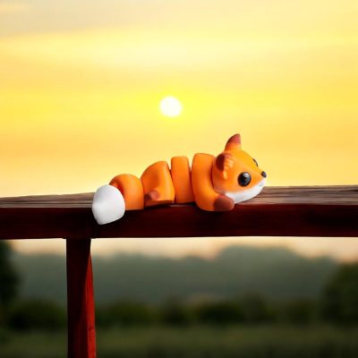 5-Pack of Zou Fox Collectible Figurines - Cute Woodland Animal Minis | Wiggly Joints | Desk Decor - 3D Printed in Canada