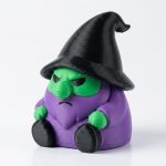 Evil Witch Gnome Collectible Figurine - Detailed Purple and Green Character with Black Hat, Unique Desk Decor for Fantasy Lovers, Office or Home Display - 3D Printed in Canada