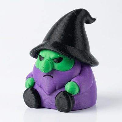Evil Witch Gnome Collectible Figurine - Detailed Purple and Green Character with Black Hat, Unique Desk Decor for Fantasy Lovers, Office or Home Display - 3D Printed in Canada