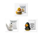 Duck Variety Collectible Figurine Bundle of 3 - Cheeseburger, Pegasus, Stealth Assassin - Fun & Mythical Adult Desk Decor - 3D Printed in Canada