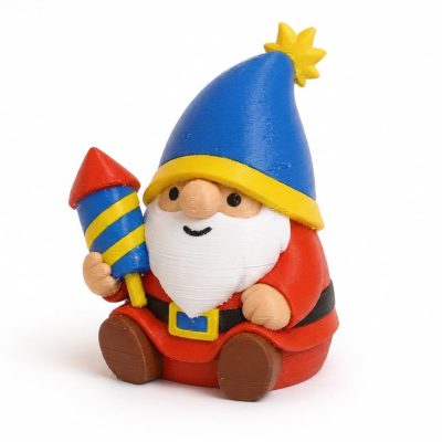 Firework Gnome Collectible Figurine - Unique Desk Decor for Adults – 3D Printed in Canada