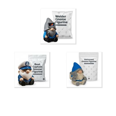 Professions Gnome Collectible Figurine Bundle of 3 - Welder, Boat Captain, Astronaut - Whimsical & Adventurous Adult Desk Decor - 3D Printed in Canada