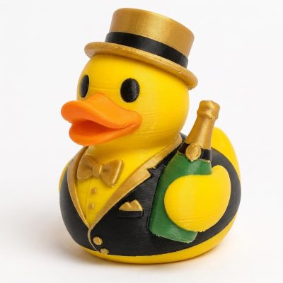 Champagne Toast Duck Collectible Figurine - Unique Desk Decor for Adults – 3D Printed in Canada