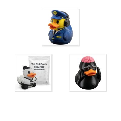 Duck Variety Collectible Figurine Bundle of 3 - Air Traffic Controller, Tai Chi, Overthinking - Unique & Humorous Adult Desk Decor - 3D Printed in Canada