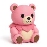 Cherry Blossom Teddy Bear Cub Collectible Figurine - Unique Desk Decor for Adults – 3D Printed in Canada