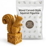 Wood Carved-Style Squirrel Figurine in Ochre Yellow Finish - 3D Printed in Canada (Ochre Yellow)