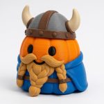 Braided Beard Viking Pumpkin Collectible Figurine - Unique Desk Decor for Adults – 3D Printed in Canada