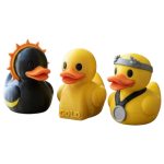 Duck Variety Collectible Figurine Bundle of 3 - Solar Veiled Duck, Gold Bar Silver Medal - Whimsical & Fun Adult Desk Decor - 3D Printed in Canada