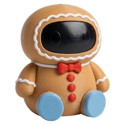 Gingerbread Robot Collectible Figurine - Unique Desk Decor for Adults – 3D Printed in Canada