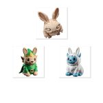 Bunny Variety Collectible Figurine Bundle of 3 - Creepy Feaster Bunny, Forest Elf Yeti - Fantasy & Unique Adult Desk Decor - 3D Printed in Canada