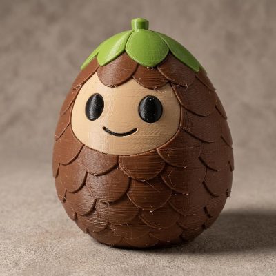 Pine Cone Eggling Collectible Figurine - Unique Desk Decor for Adults – 3D Printed in Canada
