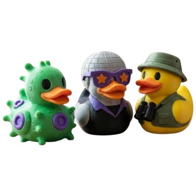 Duck Variety Collectible Figurine Bundle of 3 - Amoeba Duck, Disco Birdwatcher - Quirky & Fun Adult Desk Decor - 3D Printed in Canada