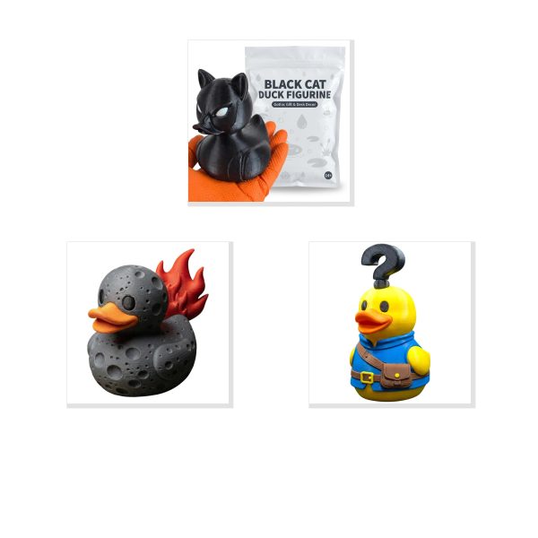Black Cat Duck Figurine Bundle