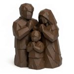 Wood Carved-Like Family Prayer Figurine - Unique Desk Decor for Adults – 3D Printed in Canada - 3D Printed in Canada (Black Walnut)