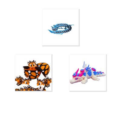 Dragon Variety 3-Pack Collectible Figurine Bundle of 3 - Abyssal, Monarch Butterfly, Spring Bloom - Fantasy & Mythical Adult Desk Decor - 3D Printed in Canada