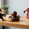 Ensemble de figurines de canards ninja, gâteau au chocolat coulant et flamant rose