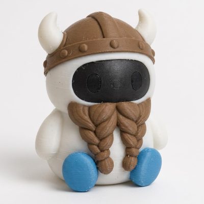 Braided Beard Viking Robot Collectible Figurine - Unique Desk Decor for Adults – 3D Printed in Canada