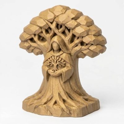 Wood Carved-Like Tree of Life Figurine - Unique Desk Decor for Adults 3D Printed in Canada - 3D Printed in Canada (Classic Birch)