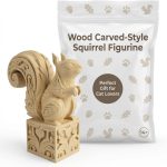 Wood Carved-Style Squirrel Figurine in White Oak Finish - 3D Printed in Canada (White Oak)