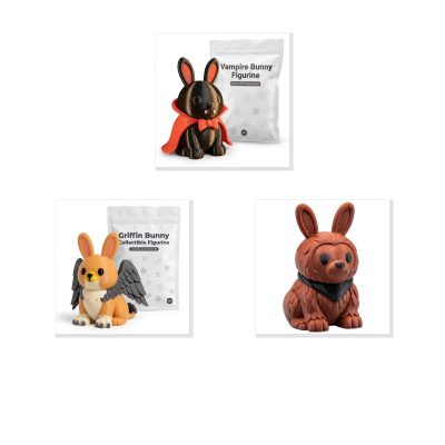 Mythological Bunny Collectible Figurine Bundle of 3 - Vampire Bunny, Griffin Bigfoot - Unique & Quirky Adult Desk Decor - 3D Printed in Canada