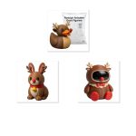 Rudolph Reindeer Collectible Figurine Bundle of 3 - Duck, Bunny, Robot - Festive & Unique Adult Desk Decor - 3D Printed in Canada