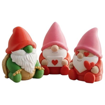 Gnome Variety Collectible Figurine Bundle of 3 - Tortoise Gnome, Love Letter Love Struck - Whimsical & Romantic Adult Desk Decor - 3D Printed in Canada