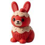 Red Velvet Cupcake Bunny with Cream Frosting and Cherry on Top 3D Printed Collectible Figurine | Dessert Rabbit Decor - 3D Printed in Canada