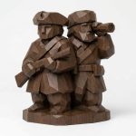 Wood Carved-Like Lewis and Clark Figurine - Unique Desk Decor for Adults – 3D Printed in Canada - 3D Printed in Canada (Black Walnut)