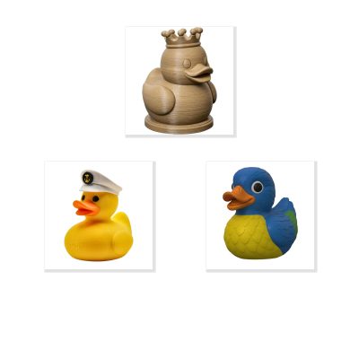 Duck Variety Collectible Figurine Bundle of 3 - King Duck, Captain's Hat Colorful Macaw - Quirky & Nautical Adult Desk Decor - 3D Printed in Canada