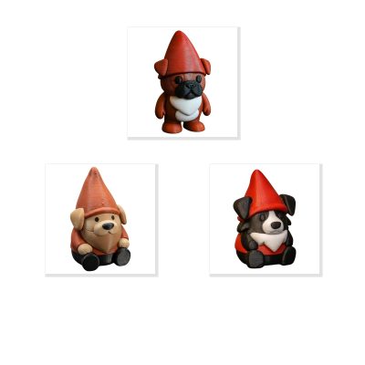 Dog Breeds Gnome Collectible Figurine Bundle of 3 - Boxer, Labrador, Border Collie - Whimsical & Charming Adult Desk Decor - 3D Printed in Canada