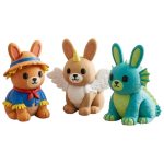 Bunny Variety Collectible Figurine Bundle of 3 - Scarecrow Bunny, Pegasus Lagoon Monster - Unique & Whimsical Adult Desk Decor - 3D Printed in Canada