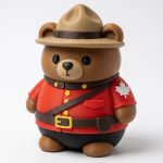 Canadian Mountie Teddy Bear Cub Collectible Figurine - Unique Desk Decor for Adults – 3D Printed in Canada