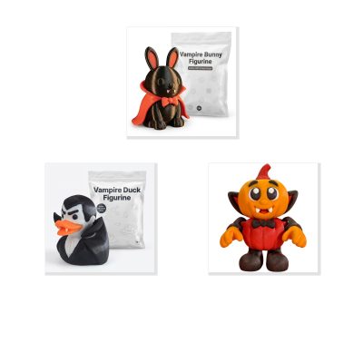 Vampire Collection Collectible Figurine Bundle of 3 - Bunny, Duck, Pumpkin - Gothic & Spooky Adult Desk Decor - 3D Printed in Canada