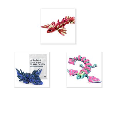 Dragon Variety Collectible Figurine Bundle of 3 - IronScales, Stormwing, Bloom Spine - Fantasy & Mythical Adult Desk Decor - 3D Printed in Canada