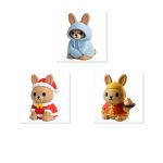 Bunny Variety 3-Pack Collectible Figurine Bundle of 3 - Introvert Bunny, Mrs. Claus Dim Sum Chef - Whimsical & Festive Adult Desk Decor - 3D Printed in Canada