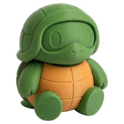 Turtle Robot Collectible Figurine with Green Shell and Orange Belly - Charming Desk Decor for Animal Lovers - 3D Printed in Canada