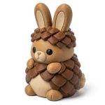 Pine Cone Bunny Collectible Figurine - Unique Shelf Decor for Adults – 3D Printed in Canada
