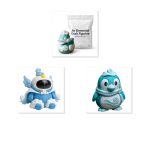 Air Elemental Collectible Figurine Bundle of 3 - Duck, Robot, Penguin - Fantasy & Mythical Adult Desk Decor - 3D Printed in Canada