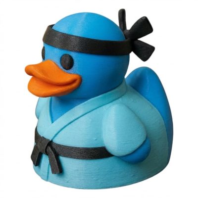 Karate Duck Figurine – Martial Arts Decor Collectible for Desk, Shelf, or Display – Funny Gift for Black Belt Enthusiasts – 3D Printed in Canada (Ocean Blue)